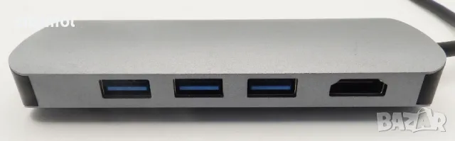 8 в 1 USB C хъб, алуминиев, 3xUSB 3.0, HDMI 4K, SD,TF, PD, 1000 Mb LAN,, снимка 1 - Други - 46981501