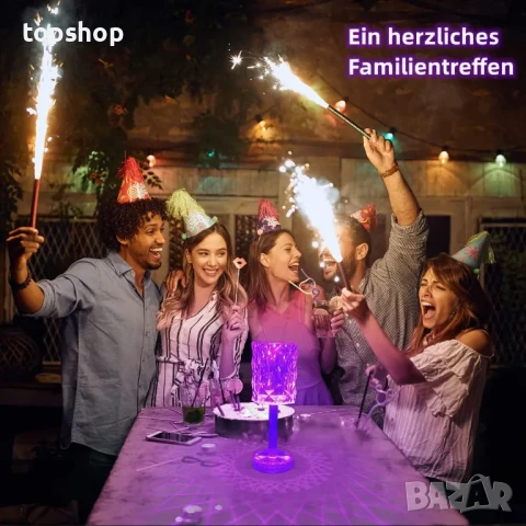 НОВА LED кристална настолна лампа Ausolee, сензорна и димируема [16 цвята и 4 режима] с дистанционно, снимка 9 - Настолни лампи - 50493240