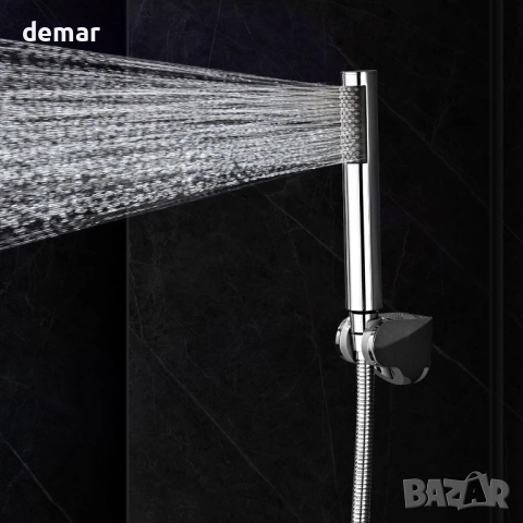 Ръчен душ за високо налягане от неръждаема стомана с маркуч 1.5 м, хромирано покритие, снимка 8 - Душове - 53778998