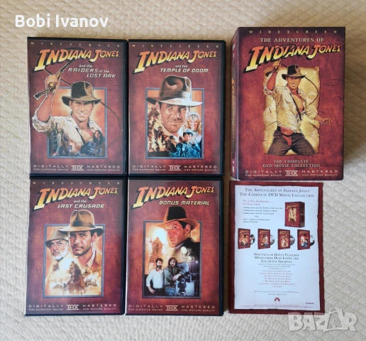 Indiana Jones Индиана Джоунс DVD Трилогия и бонус + Индиана Джоунс 4 (2 диска) с Бг субтитри., снимка 2 - DVD филми - 50916233