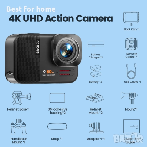 4K 60FPS 48MP WiFi екшън камера с тъчскрийн Go10, снимка 9 - Камери - 52901788
