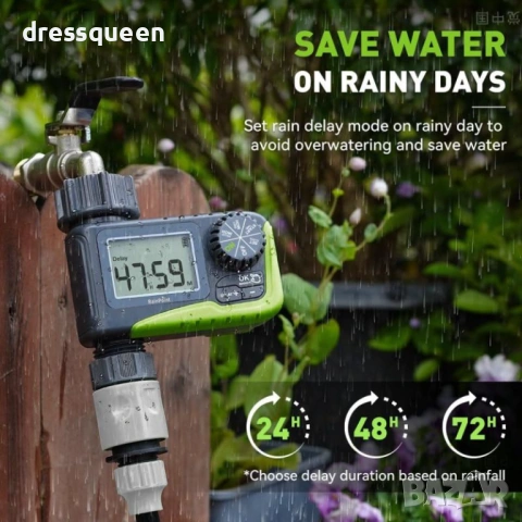 4489 Еднозонов Таймер за Капково Напояване RainPoint – Гъвкави Графици за Здрави Растения, снимка 4 - Напояване - 53876667