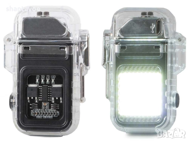 Плазмена водоустойчива запалка с фенер и USB, снимка 4 - Подаръци за мъже - 49369923