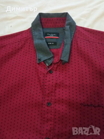 Тъмно червена риза Pierre Cardin - ХЛ, снимка 4 - Ризи - 52008239