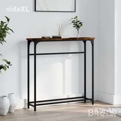 vidaXL Конзолна маса, опушен дъб, 75x19,5x75 см, инженерно дърво（SKU:834137）, снимка 2 - Маси - 49242994