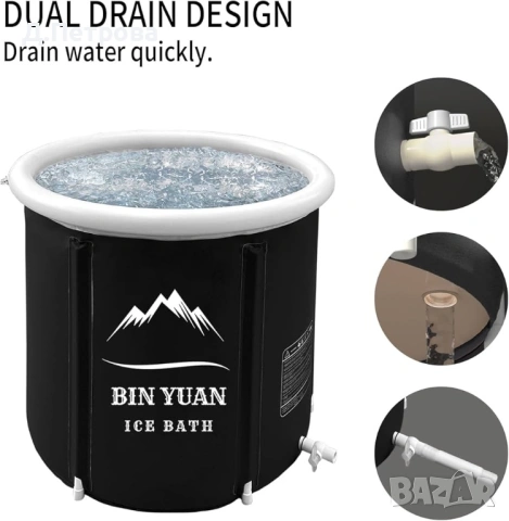 Сгъваема ледена вана Ice Bath Barrel 342L – за студени и топли бани, снимка 2 - Други - 53700271