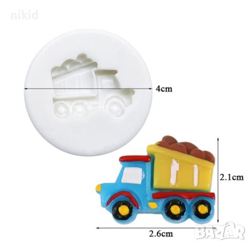 малък Камион самосвал силиконов молд форма украса декор торта фондан шоколад, снимка 2 - Форми - 45227364