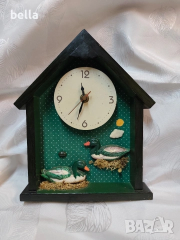 Уникален стенен часовник тип „shadow box“ в битов стил с патици, снимка 4 - Антикварни и старинни предмети - 54244095