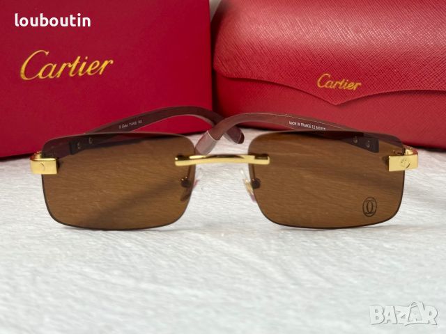 Cartier висок клас мъжки слънчеви очила с дървени дръжки, снимка 7 - Слънчеви и диоптрични очила - 45870838