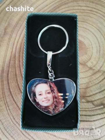 Ключодържател сърце с ваша снимка и послание двустранене