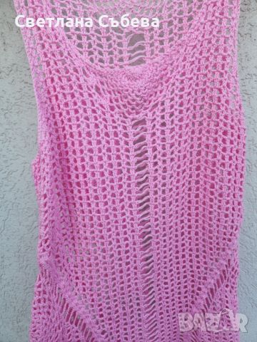 Розова плажна рокля мрежа , снимка 3 - Рокли - 45928231