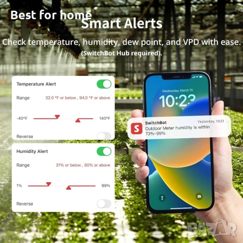 SwitchBot IP65 Термометър за Вътрешна и Външна Хигрометър Безжичен Комплект от 3 Комплекта, снимка 6 - Друга електроника - 52968112