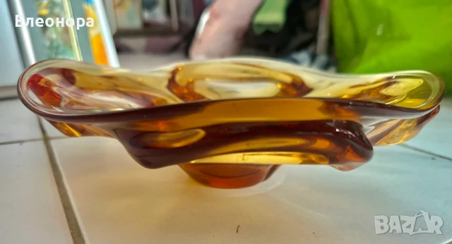 кристална купа фруктиера кехлибар, снимка 2 - Сервизи - 50505113