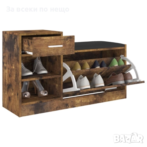 Пейка за обувки, опушен дъб, 94,5x31x57 см, ПДЧ Код P1121, снимка 7 - Шкафове - 51686362