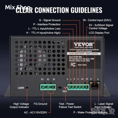 Ново Захранване за CO2 лазер VEVOR 150W, снимка 2 - Друга електроника - 54288441