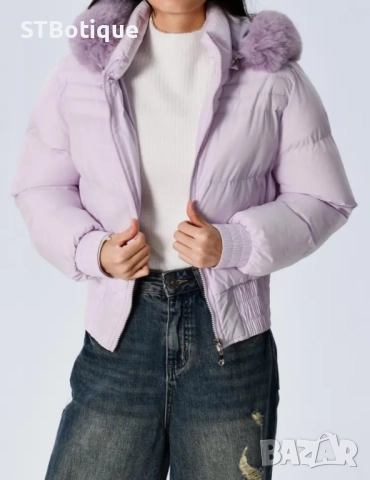 🧥 Дамско елегантно зимно яке с плюшена качулка – STBoutique ❄️ , снимка 9 - Якета - 52207471