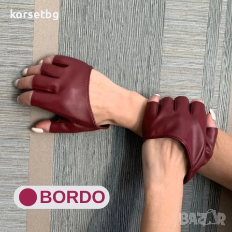 Дамски кожени ръкавици без пръсти 23770, снимка 2 - Ръкавици - 37502136