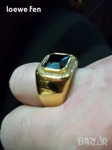 Мъжки пръстен благородна стомана позлатен златен цвят !, снимка 7 - Мъжки - 50275369