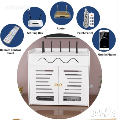 Органайзер шкаф за Wi-Fi рутер и кабели – 3 нива, бял дизайн, снимка 4 - Шкафове - 53842794