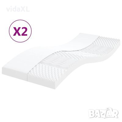 vidaXL Дунапренови матраци 2 бр бели 80x200 см 7-зонов твърдост 20 ILD(SKU:356360, снимка 1 - Спални и легла - 46215284