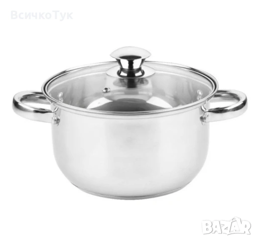 ✨Тенджера Rosberg R51210O24, 24x13.5см./5л., Неръждаема стомана, Сив 