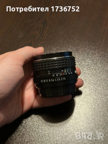 Обектив Pentax SMC 50mm 1.4 PK Mount, снимка 2 - Обективи и филтри - 54114838