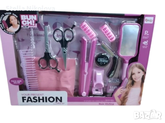 	Фризьорски комплект с преса за коса