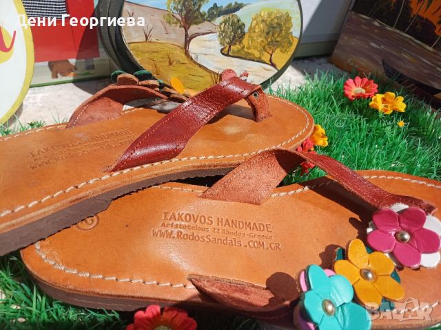 Iakovos Handmade чехли естествена кожа , снимка 7 - Чехли - 46729417