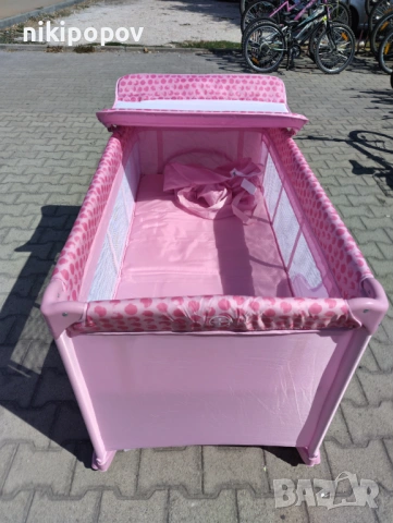 LORELLI Детска кошара на 2 нива с повивалник MOONLIGHT розов, снимка 6 - Кошарки - 53565231