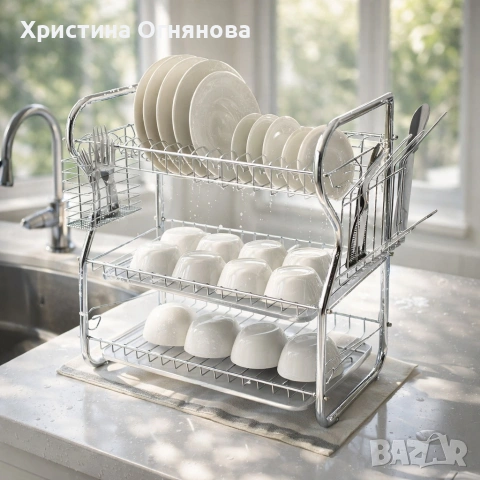 Сушилник за съдове Rosberg R53000O, 3 нива, 43x24x45 см, снимка 3 - Други стоки за дома - 53378151