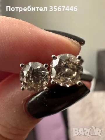 2 карата Диамантени обеци в 14 карата бяло злато, снимка 4 - Обеци - 51278765