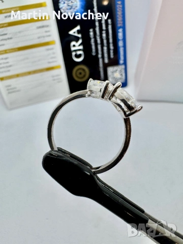 Сребърен пръстен с мойсанит (Диамант) 2 карата, снимка 11 - Пръстени - 54117275