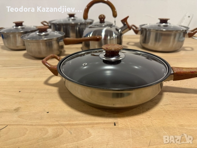 ❗ ПРОМОЦИЯ ❗Комплект тенджери + подарък кухненски прибори розов, черен или зелен цвят, снимка 4 - Съдове за готвене - 51855846