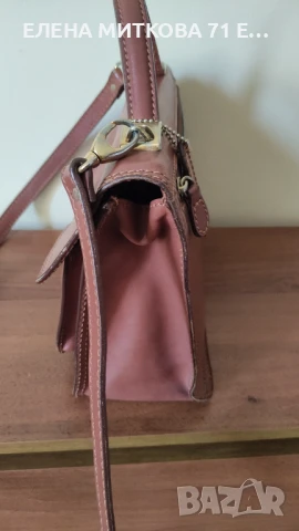 Маркова италианска чанта от естествена кожа в кафяв цвят, снимка 5 - Чанти - 50709099