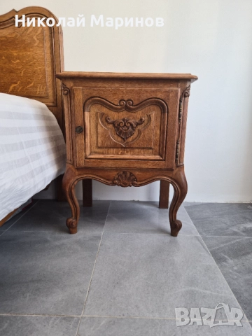 Античен спален комплект от масивен дъб – начало на 20 век, снимка 2 - Спални и легла - 52511889