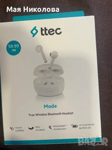 Безжични слушалки ttec - TWS Mode, бели, снимка 1 - Bluetooth слушалки - 46985653