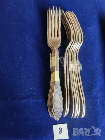 прибори от мелхиор, от мод."Пламя"= "Пламък", посребрени, СССР, отделни бройки и к-ти по 6 бр.от вид, снимка 6 - Прибори за хранене, готвене и сервиране - 50418901