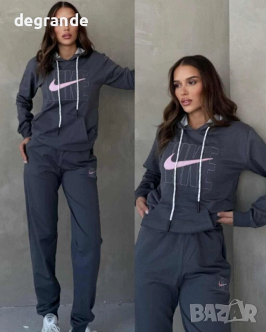 Сив памучен спортен екип Nike