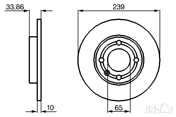 Диск спирачен преден дeсен/ляв SEAT AROSA;VW POLO,III,III CLASSIC,HATCHBACK 1.0-1.9D 94-04г.№ V2301P, снимка 3 - Части - 50847803