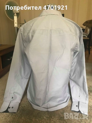 Сива мъжка риза с дълъг ръкав, снимка 4 - Ризи - 53136766