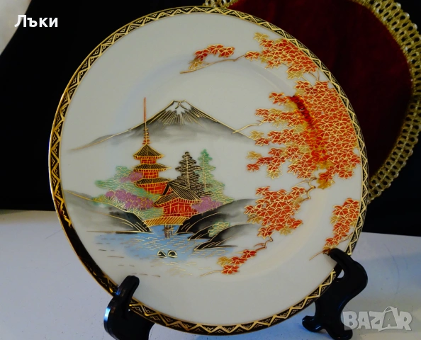 Чиния японски порцелан Satsuma Kazan 20 см.,злато. , снимка 5 - Антикварни и старинни предмети - 54151535