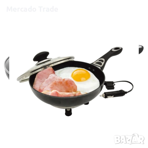Електрически тиган за кола Mercado Trade, 12V, 150W, Черен, снимка 2 - Газови котлони - 51509571