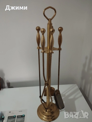 масивен бронзов каминен комплект, снимка 5 - Антикварни и старинни предмети - 53932138