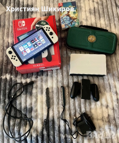 Nintendo Switch OLED + 9 игри + Zelda калъф