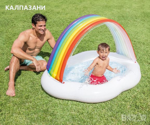 Бебешки надуваем басейн със сенник Дъга INTEX 57141NP , снимка 2 - Надуваеми играчки - 46429770