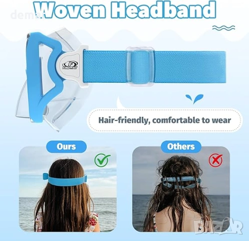 Детска маска за гмуркане Findway с еластична платнена каишка, 4-16 години, синя, снимка 3 - Други - 53594277