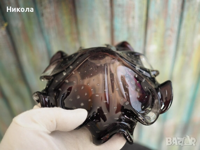 Луксозен пепелник за пури от Barovier & Toso, Италия, снимка 4 - Антикварни и старинни предмети - 52353275