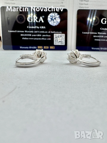 Сребърни обеци с мойсанит (Диамант) 2 карата, снимка 12 - Обеци - 54243053