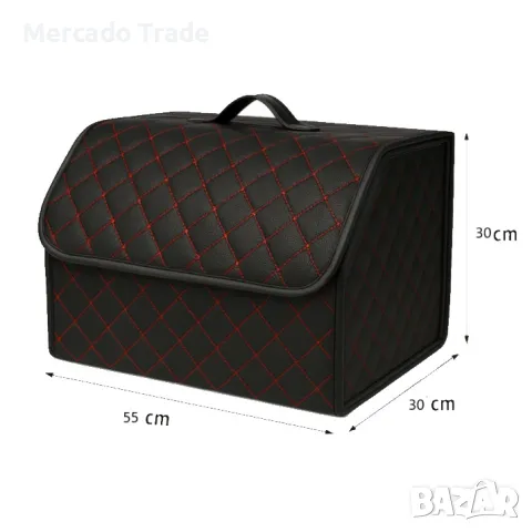 Луксозен кожен органайзер Mercado Trade, Сгъваем, С червен шев, 55х30х30см., снимка 3 - Аксесоари и консумативи - 49900092