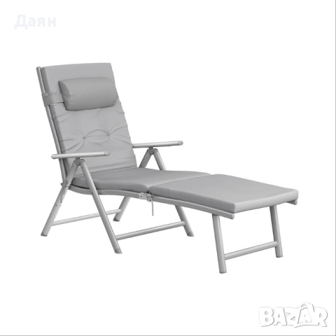 Сгъваем шезлонг с матрак 6см и възглавница SONGMICS 150кг
